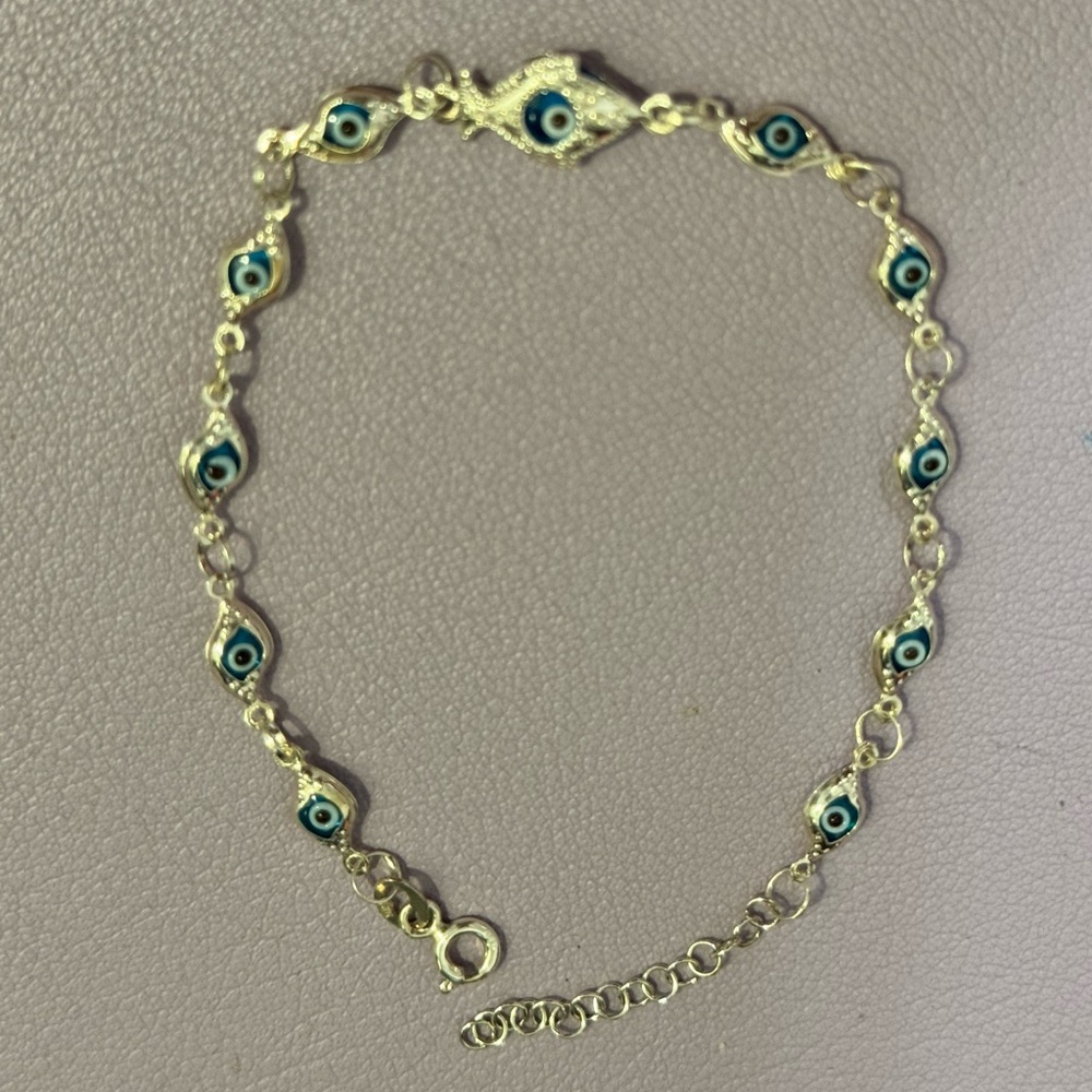 Evil Eye Link Bracelet in Blue and Silver 925
